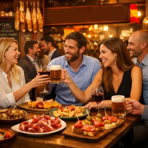 Équipe célébrant lors d’un Tapas Tour à Barcelone