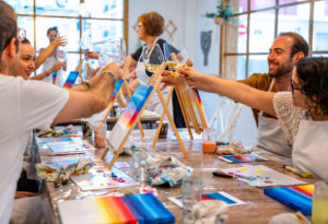 Art and Wine Workshop for corporate team building in Barcelona