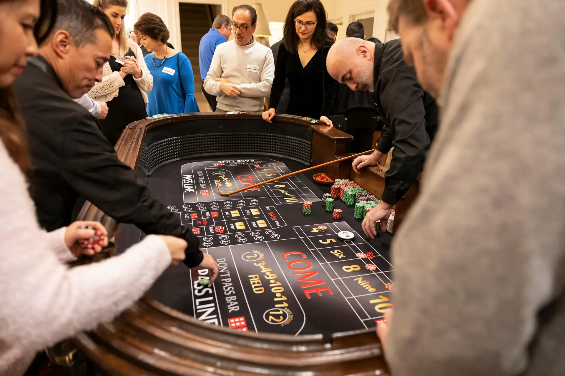 Large group celebrating corporate casino night in Barcelona