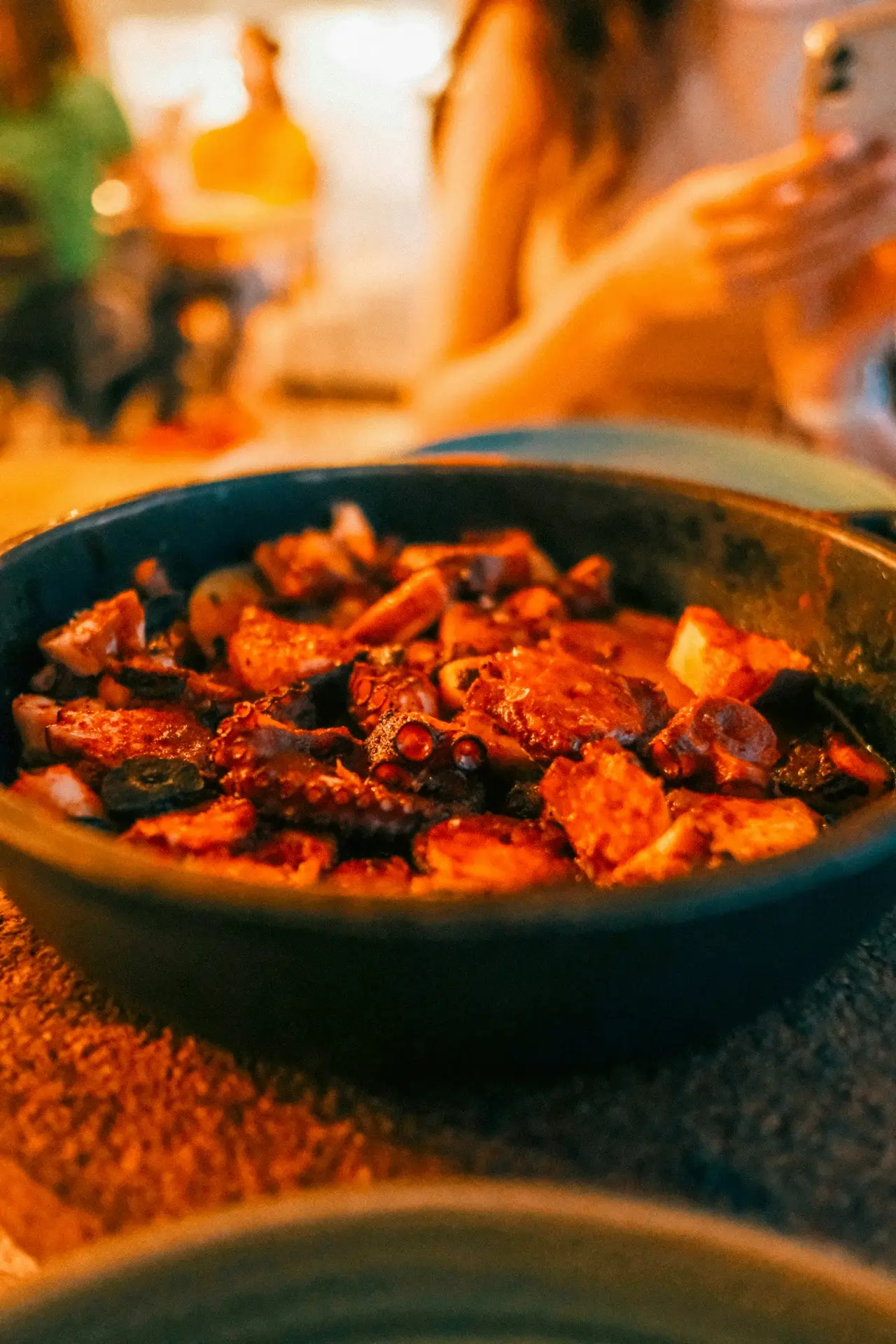 Pulpo a la Gallega during corporate Tapas Tour in Barcelona