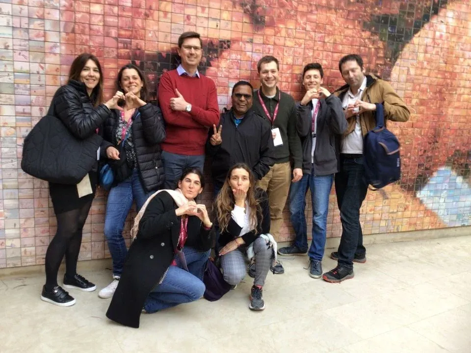 Team taking a photo during a corporate Urban Escape in Barcelona